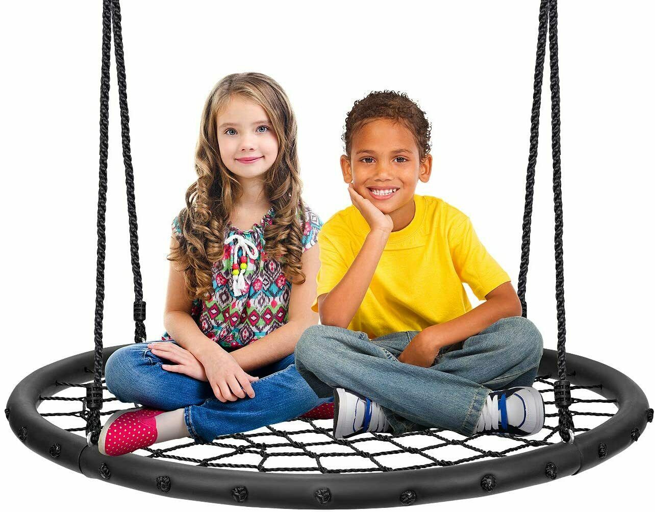Round Tree Swing Set - Spider Web Hanging Saucer For Kids In Playground/backyard