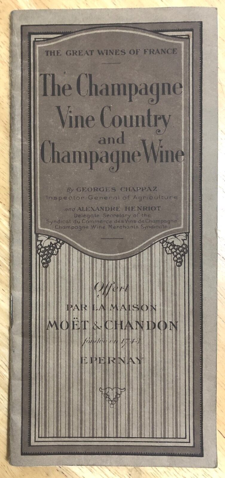 1920s Champagne Vine Country Wine Georges Chappaz Booklet Moet & Chandon France