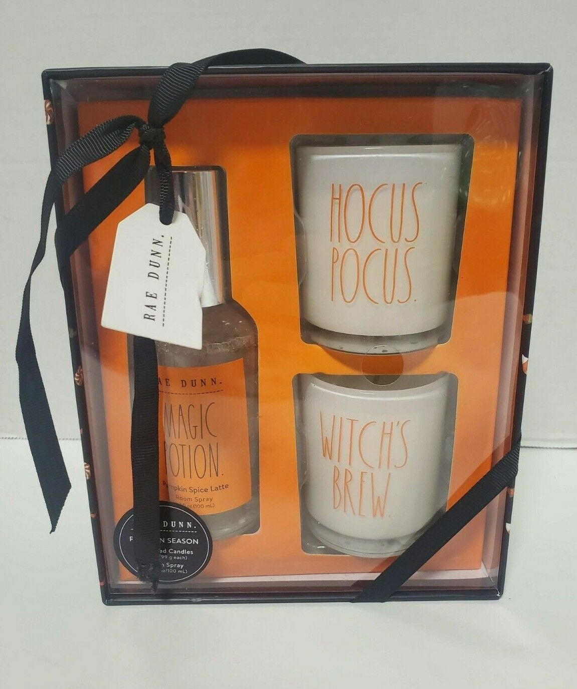 Rae Dunn Hocus Pocus Witches Brew Pumpkin Spice Latte Candles & Spray Gift Set