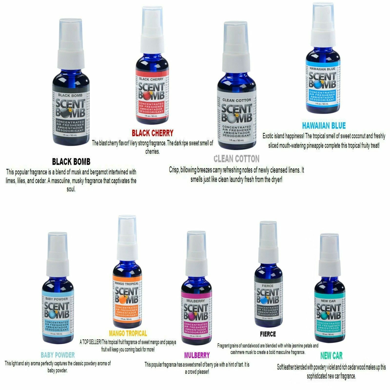 Buy 2 Get 1 Free Scent Bomb 100% Concentrated Air Freshener 1oz Car & Home Spray