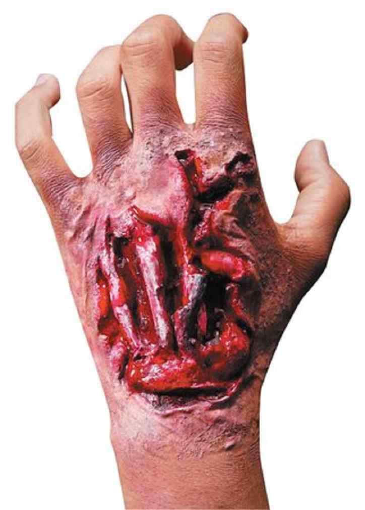 Torn Up Hand Gash Wound Fancy Dress Halloween Costume Makeup Latex Prosthetic