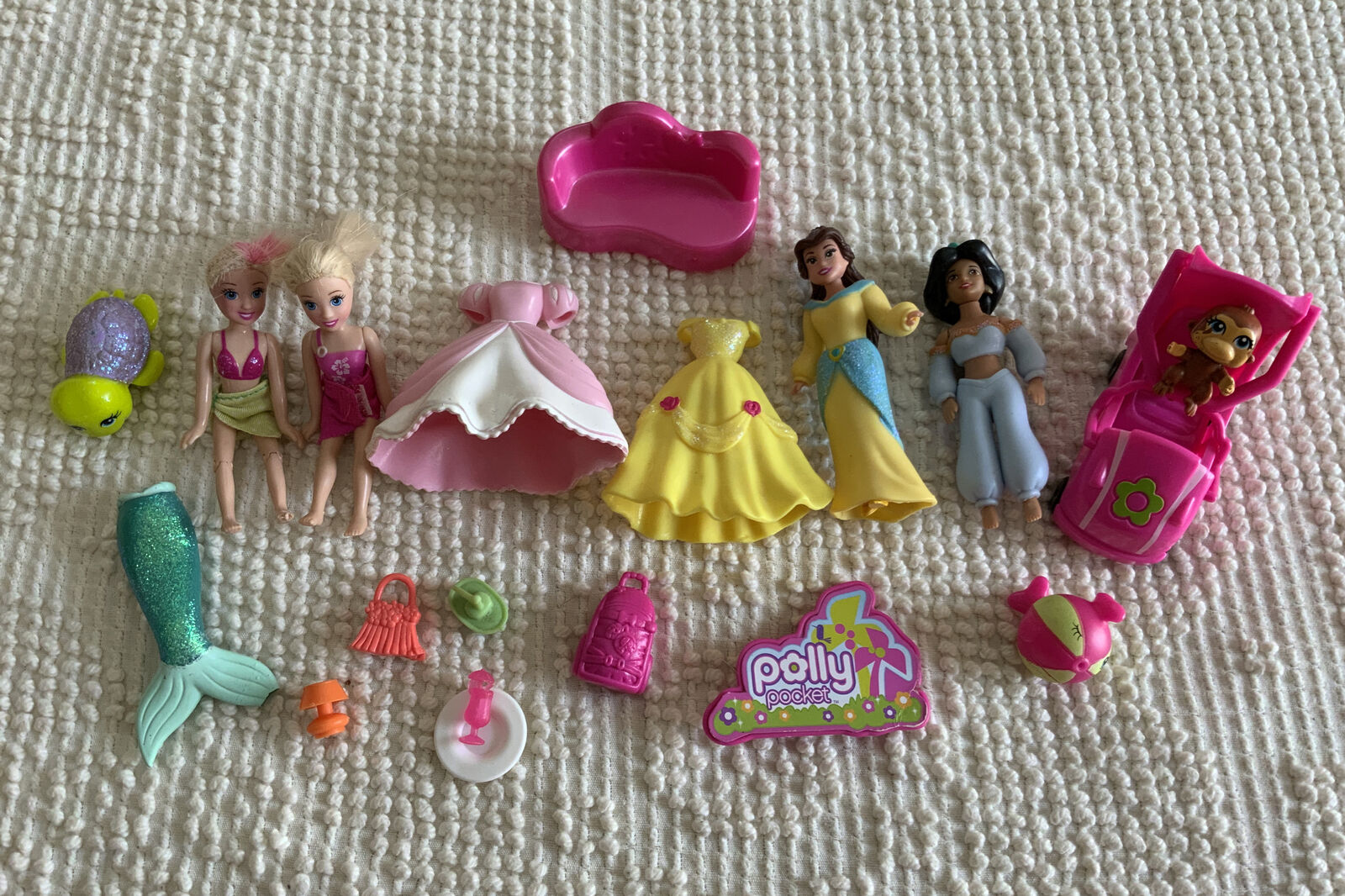 Polly Pocket Lot Mattel Disney Princess Dolls Clothes Rubber Mixed Lot Car