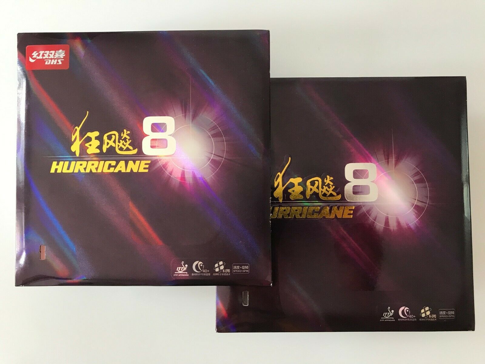 2 X Dhs Hurricane 8 Table Tennis Rubber With Sponge For Paddle 2.15 Mm 40 Degree
