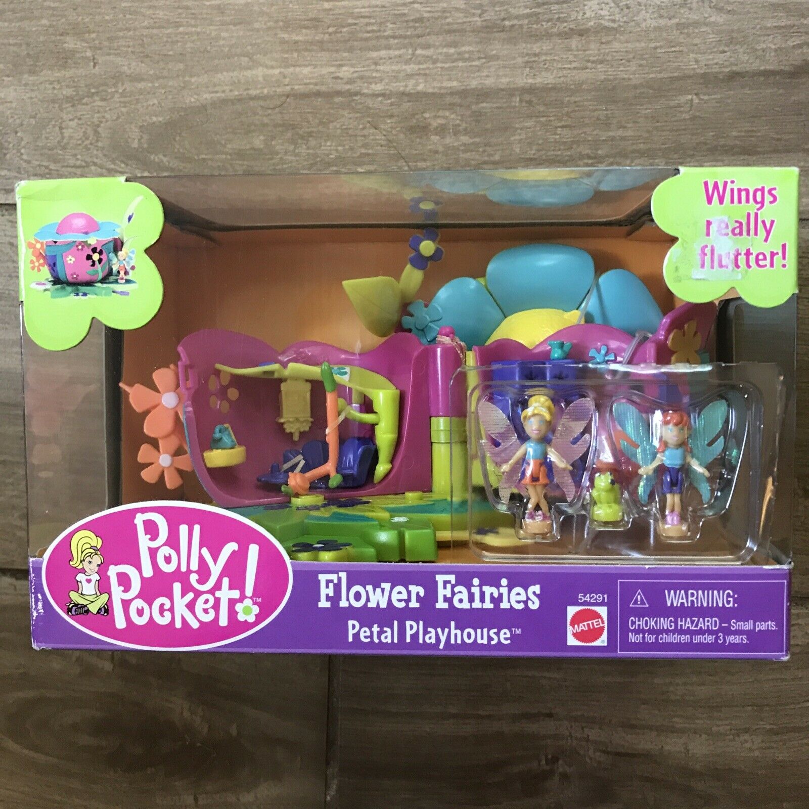 New Polly Pocket Flower Fairies Petal Playhouse Play Set Toy 2001