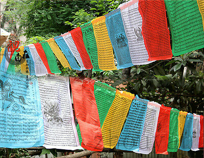 28 Feet Long 30 Gods Combo! Tibetan Silk Print Buddhism Wind Horse Prayer Flag