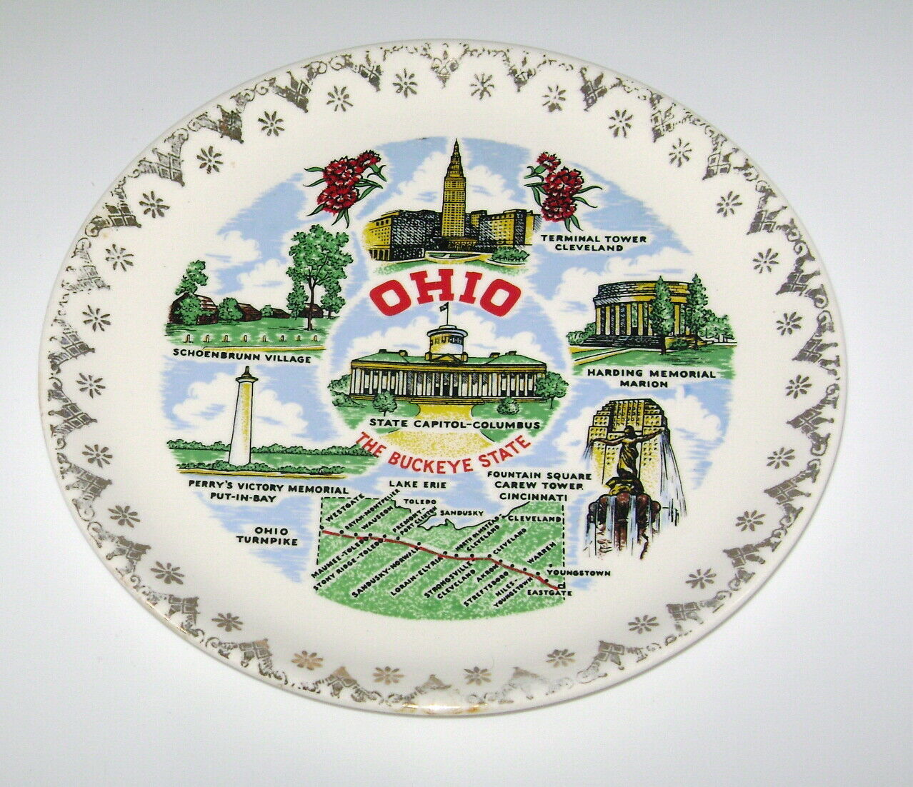 1960's Ohio The Buckeye State Souvenir Plate
