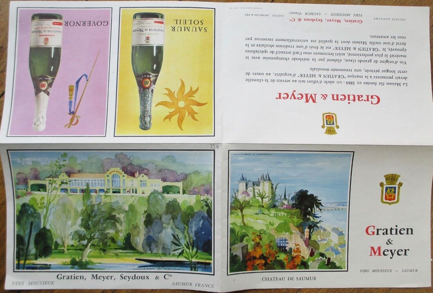 French Wine 1970 Advertising Brochure, Gratien Meyer Seydoux, Vin Mousseux Samur