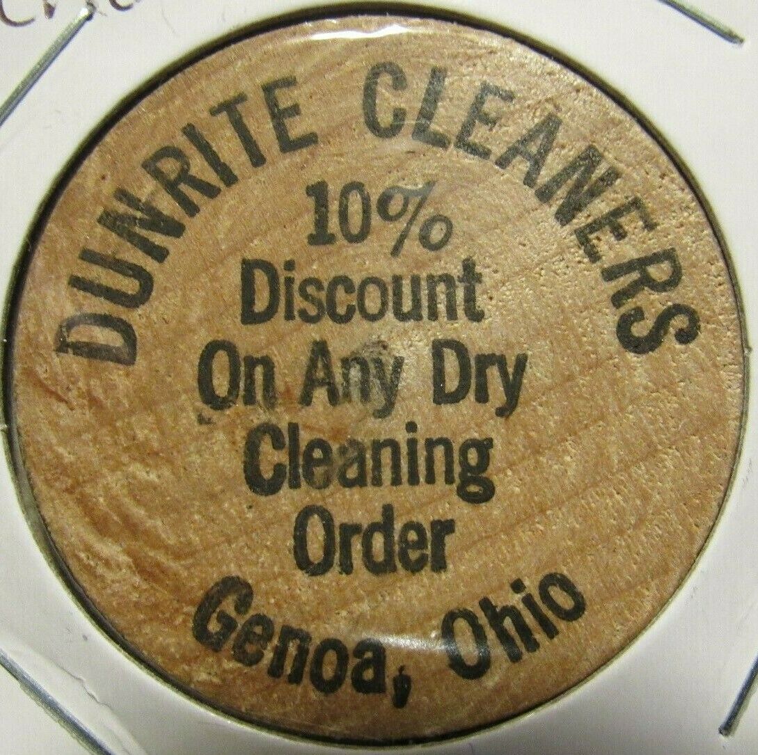 Vintage Dunrite Cleaners Genoa, Oh Wooden Nickel - Token Ohio