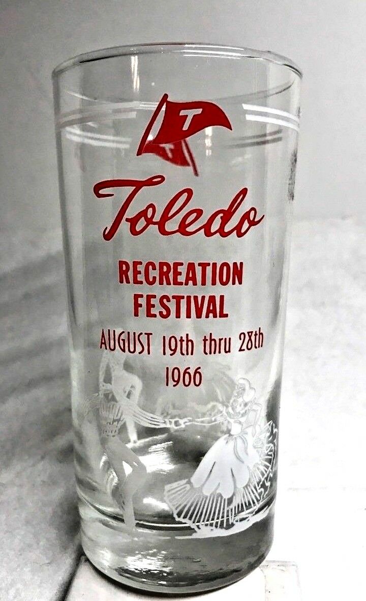 Toledo Ohio Vintage Recreation Festival 1966 Tumbler Libbey Glass Souvenir Dance