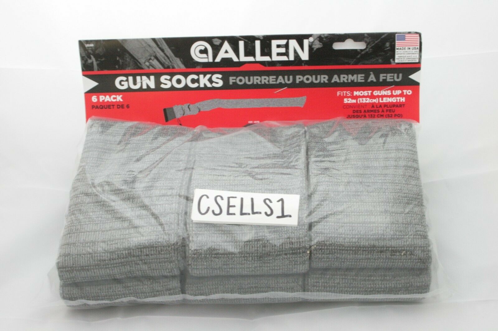 Allen Gray Soft Knit 52" Silicone Treated Gun Sock *6 Pack* *13160*