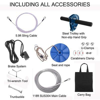 118 Ft Zip Line Cable Kit With Brake And Seat Backyard Outdoor Adventure